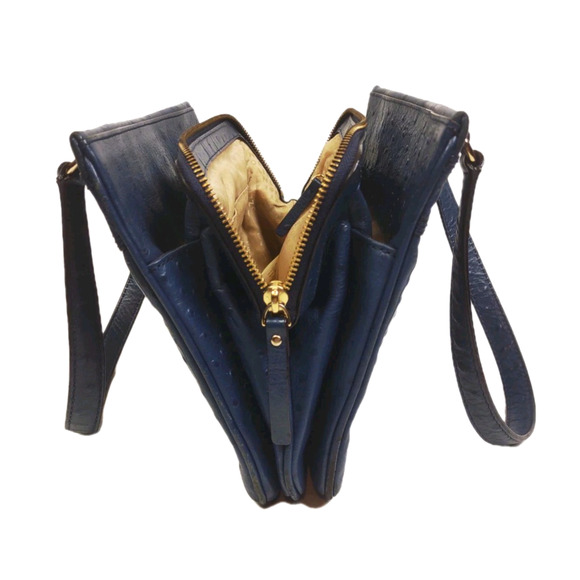 KATE SPADE New York Blue Ostrich Leather Bow Bag Handbag Purse Shoulder Bag - Picture 8 of 16